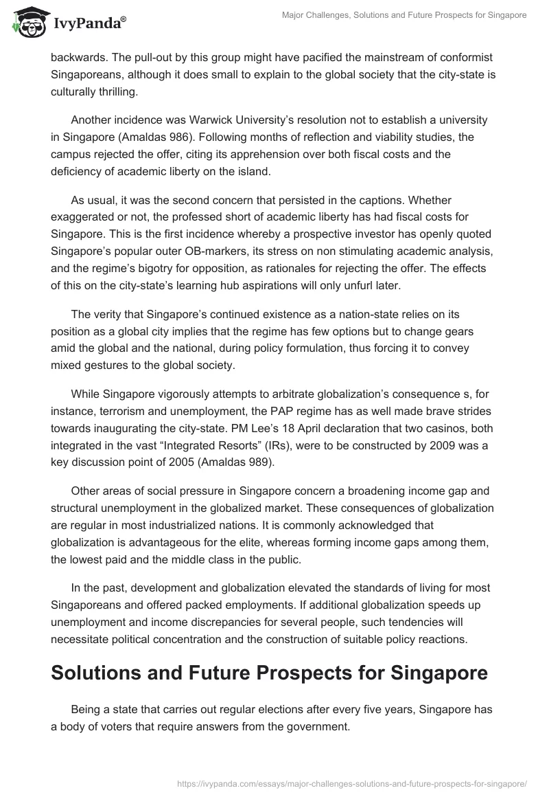 Major Challenges, Solutions and Future Prospects for Singapore. Page 2