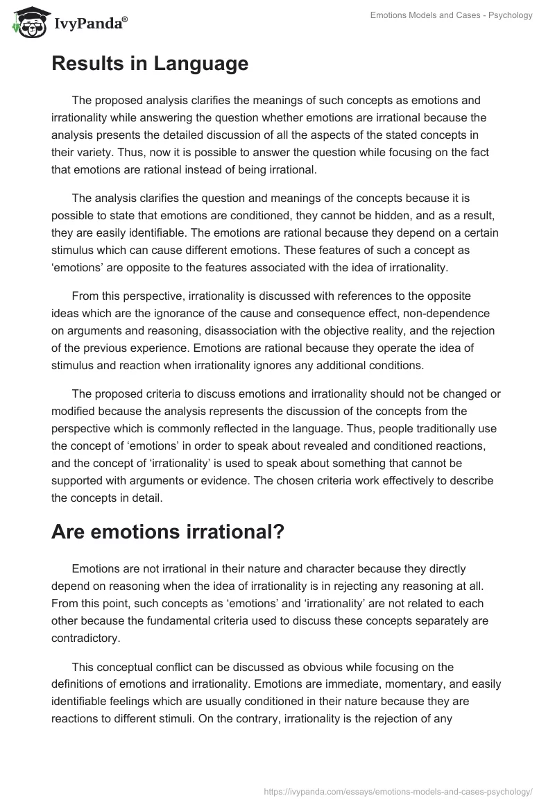 Emotions Models and Cases - Psychology. Page 4