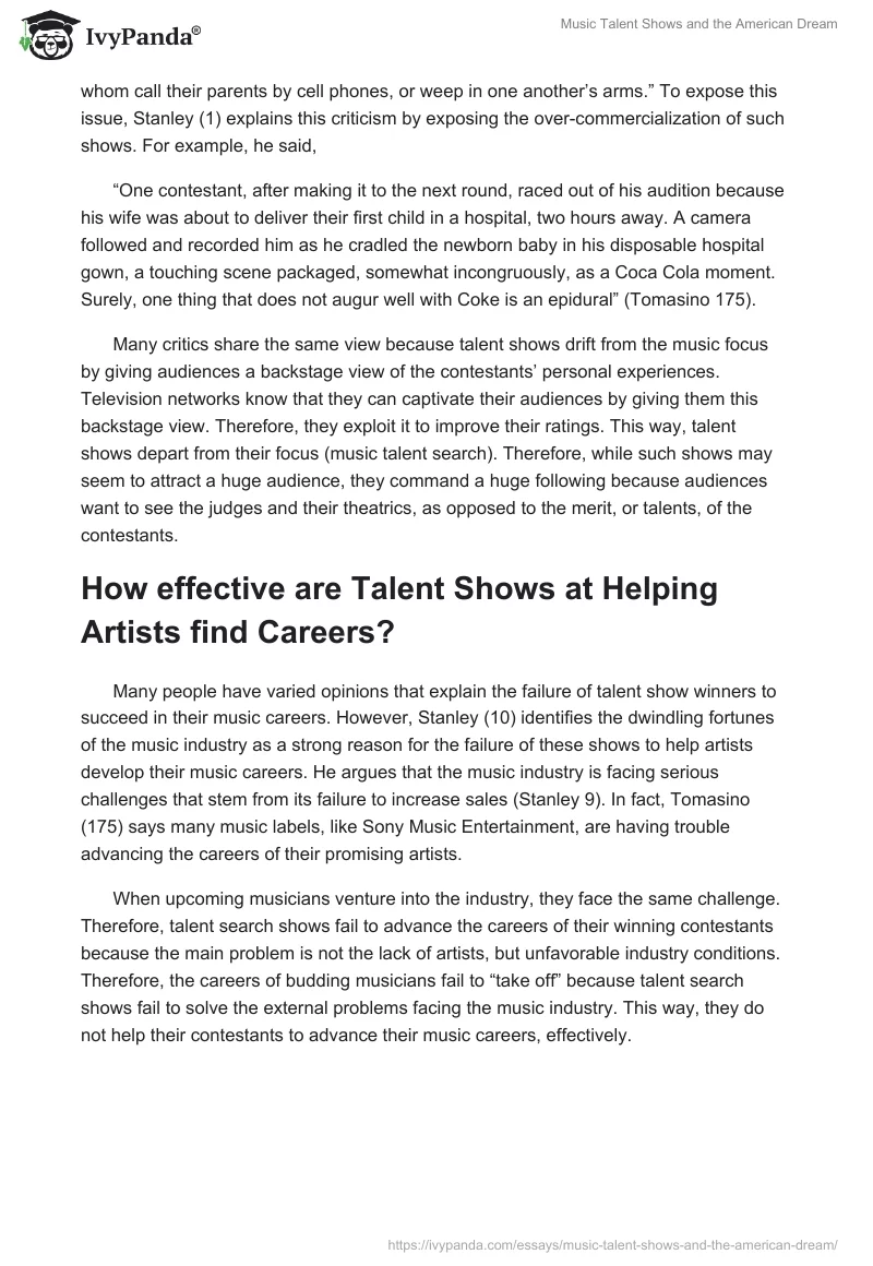 Music Talent Shows and the American Dream. Page 3