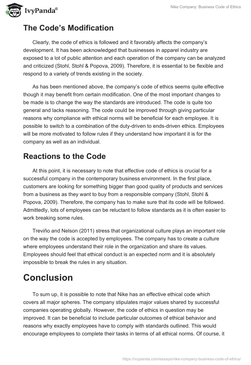 Nike Company: Business Code of Ethics. Page 3