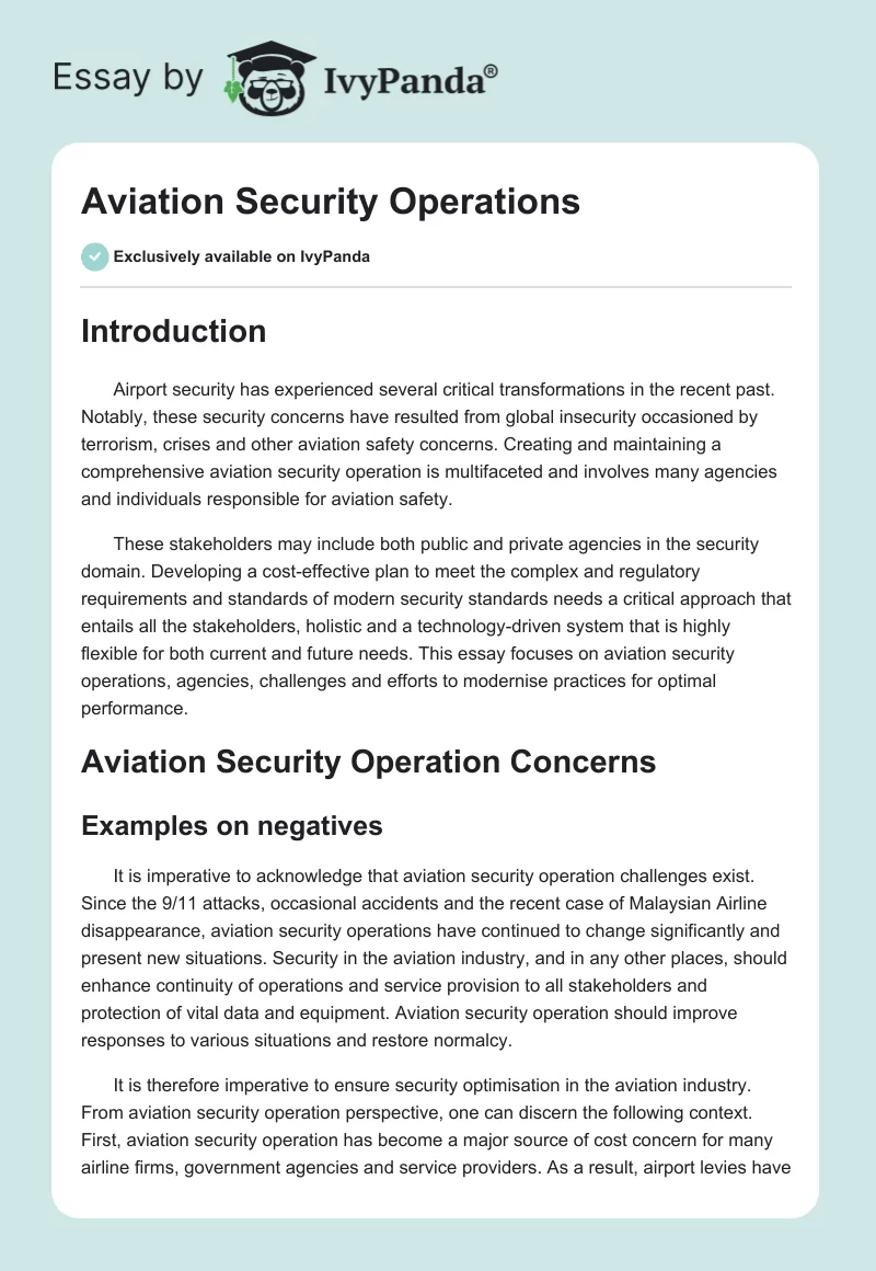 Aviation Security Operations. Page 1
