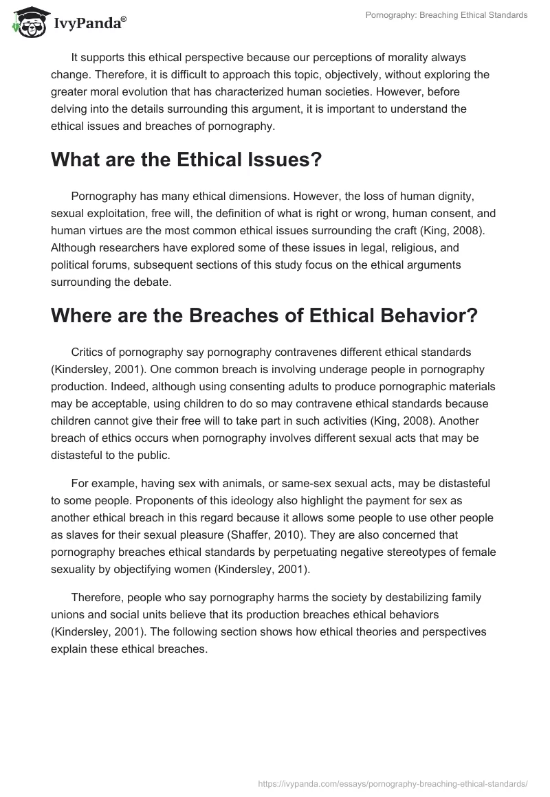 Pornography: Breaching Ethical Standards. Page 2