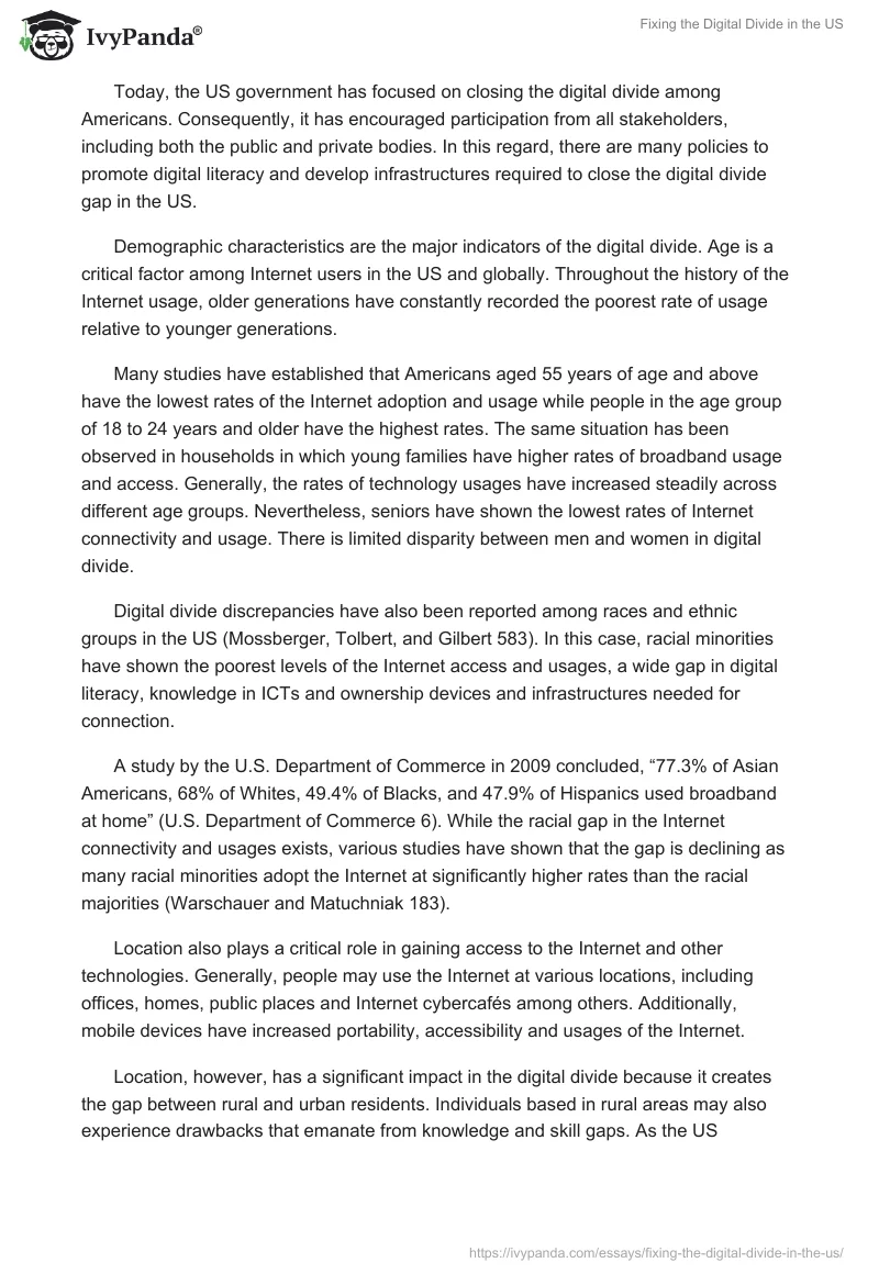 Fixing the Digital Divide in the US. Page 2