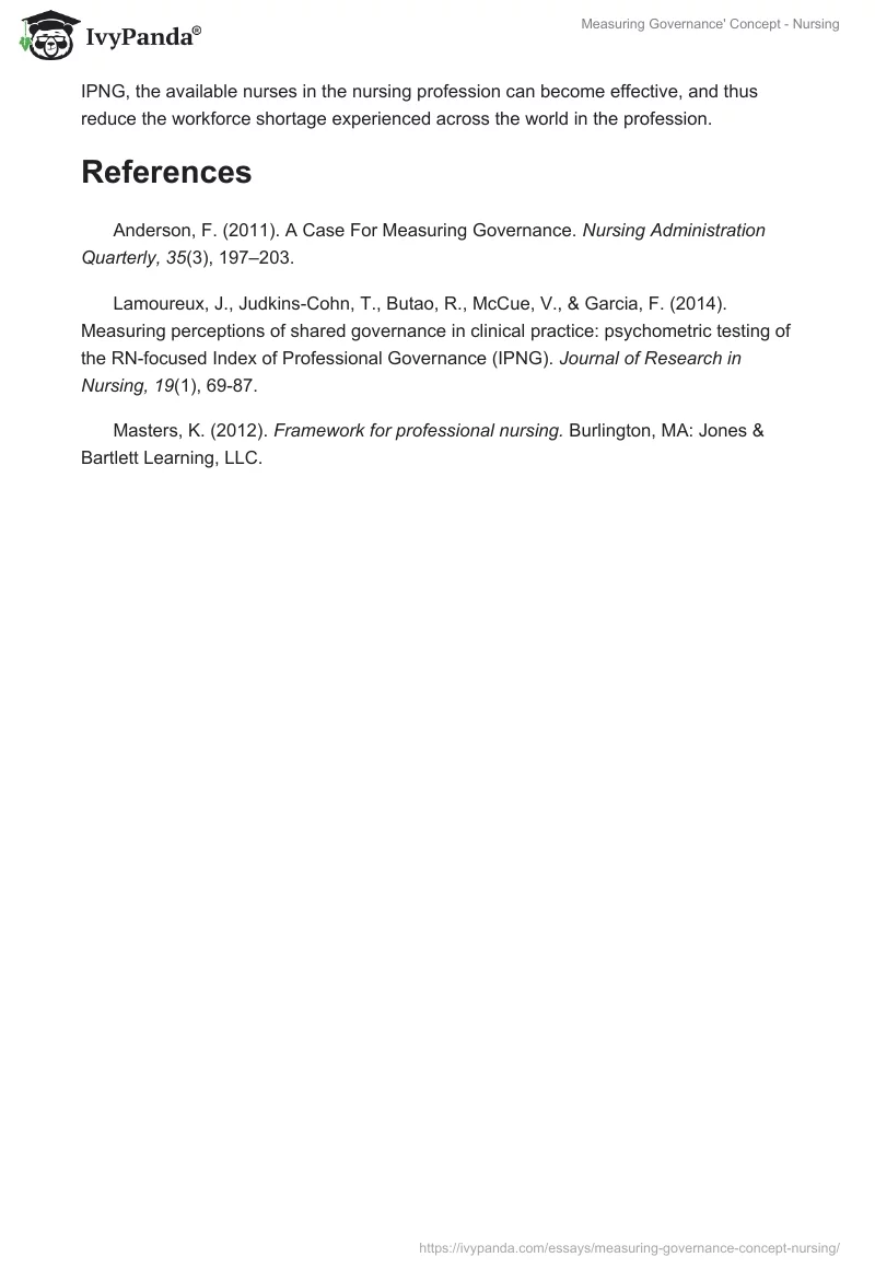 Measuring Governance' Concept - Nursing. Page 3