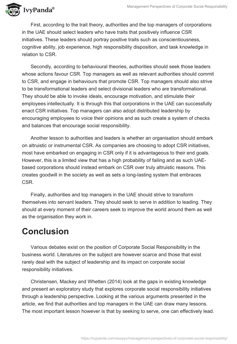 Management Perspectives of Corporate Social Responsibility. Page 4