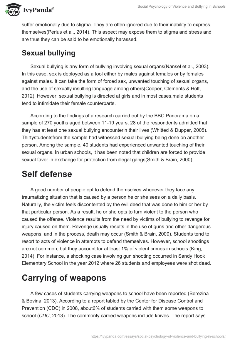 Social Psychology of Violence and Bullying in Schools. Page 4