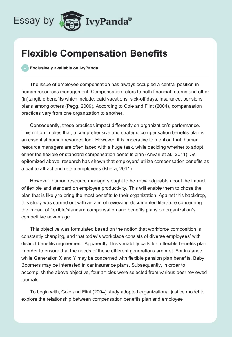 Flexible Compensation Benefits. Page 1