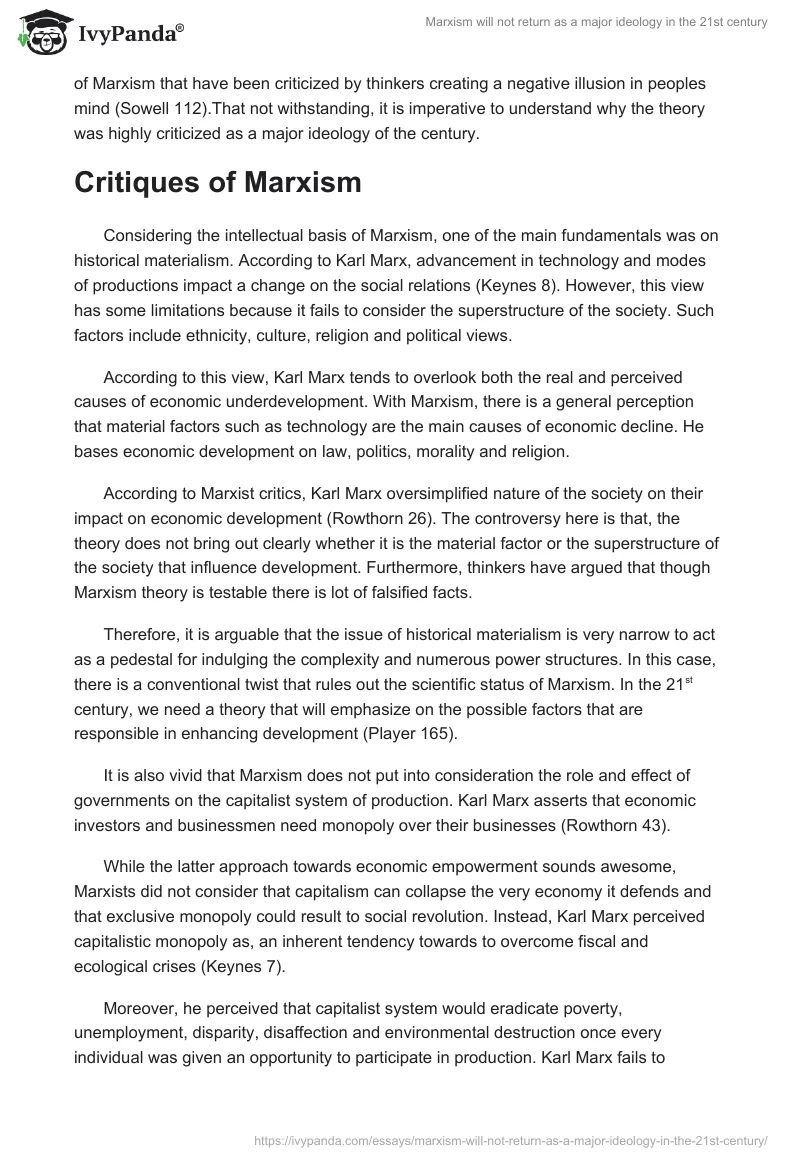 Marxism will not return as a major ideology in the 21st century. Page 3