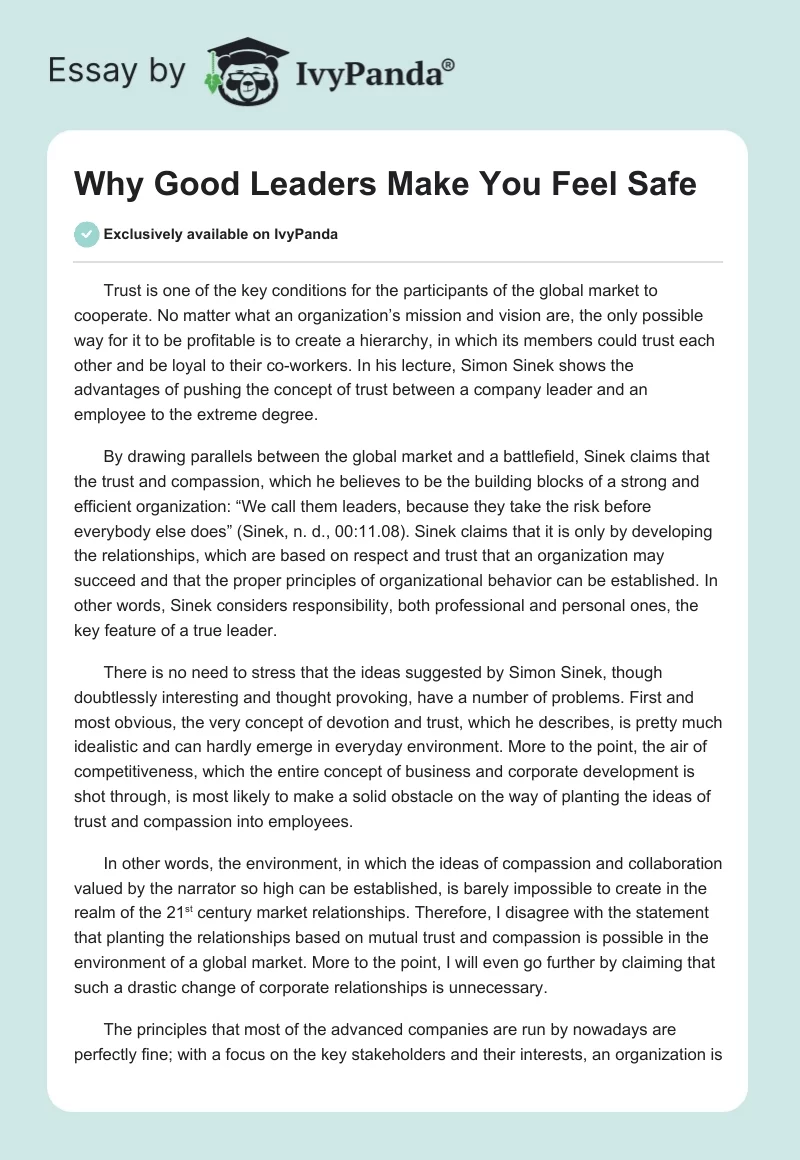 Why Good Leaders Make You Feel Safe. Page 1