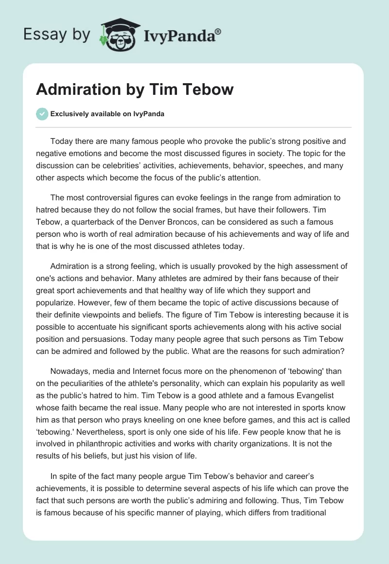 Admiration by Tim Tebow. Page 1