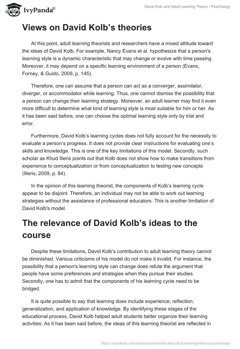 David Kolb and Adult Learning Theory - Psychology. Page 4