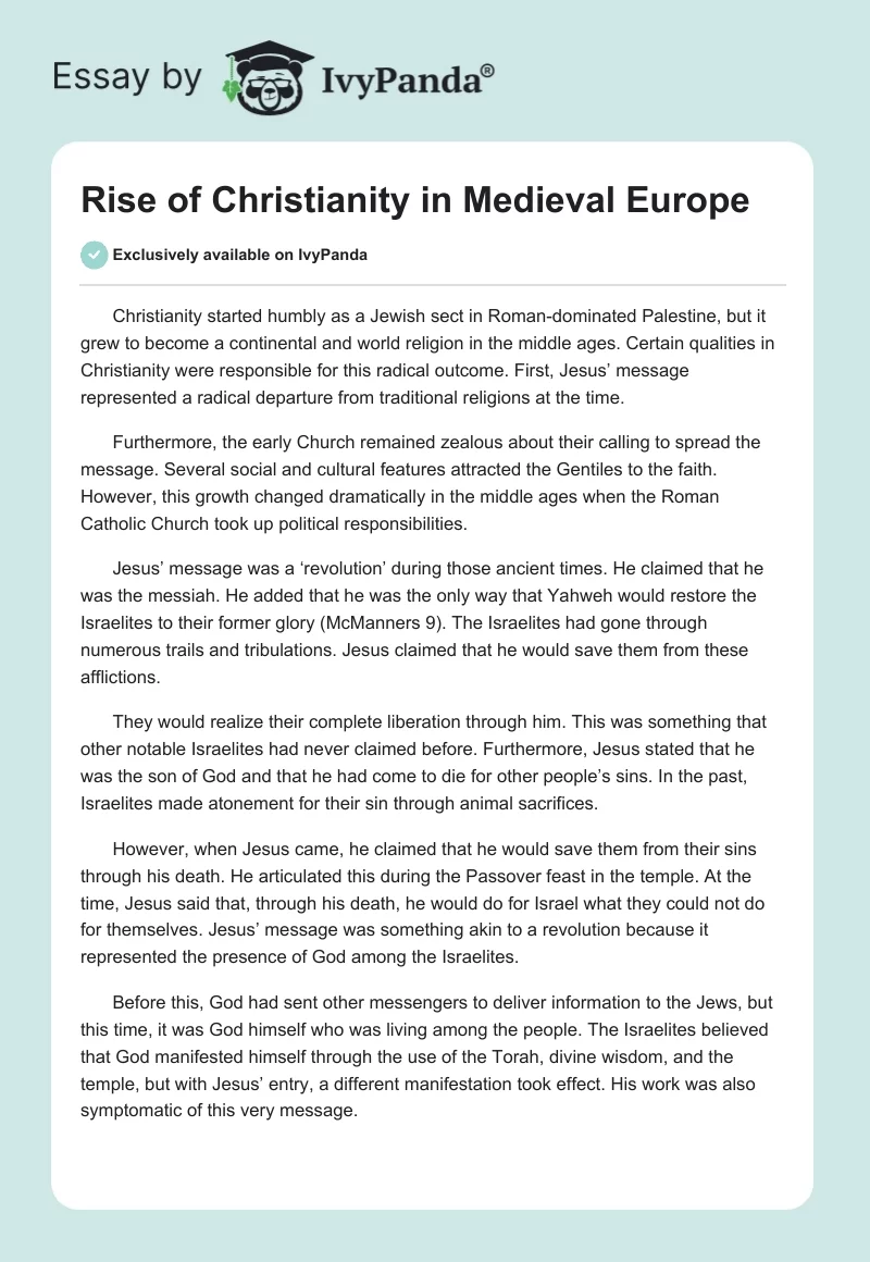 Rise of Christianity in Medieval Europe. Page 1