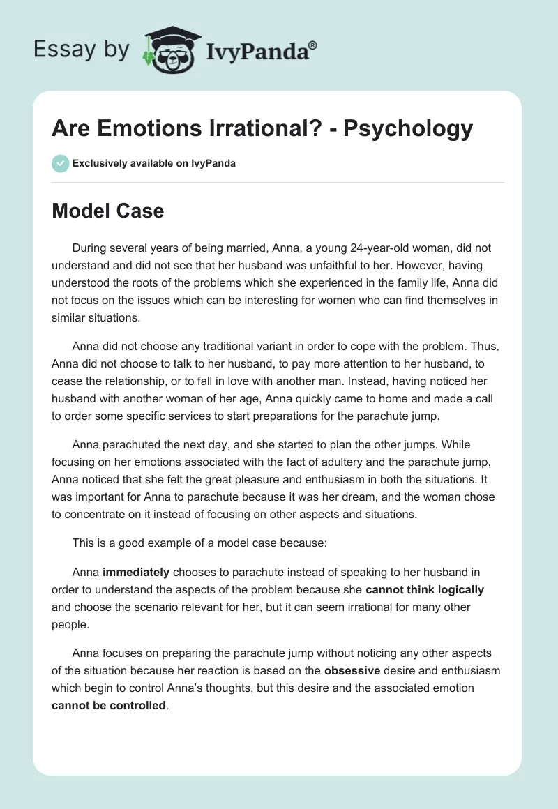 Are Emotions Irrational? - Psychology. Page 1