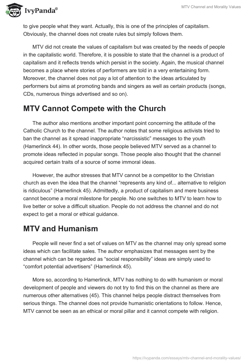 MTV Channel and Morality Values. Page 2