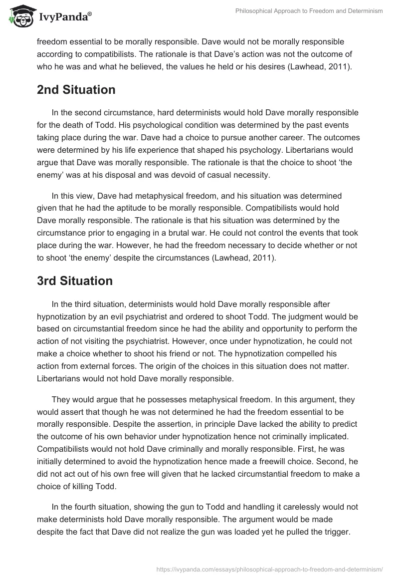 Philosophical Approach to Freedom and Determinism. Page 2