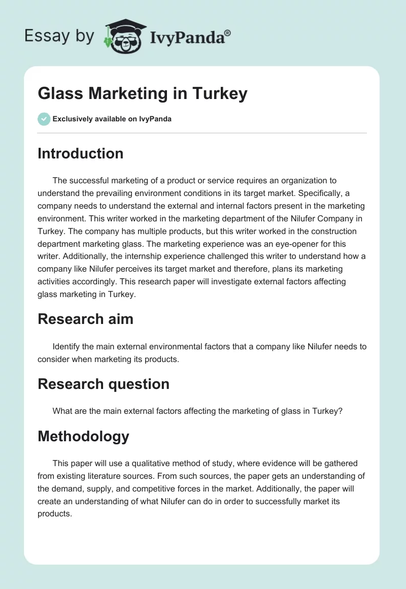 Glass Marketing in Turkey. Page 1