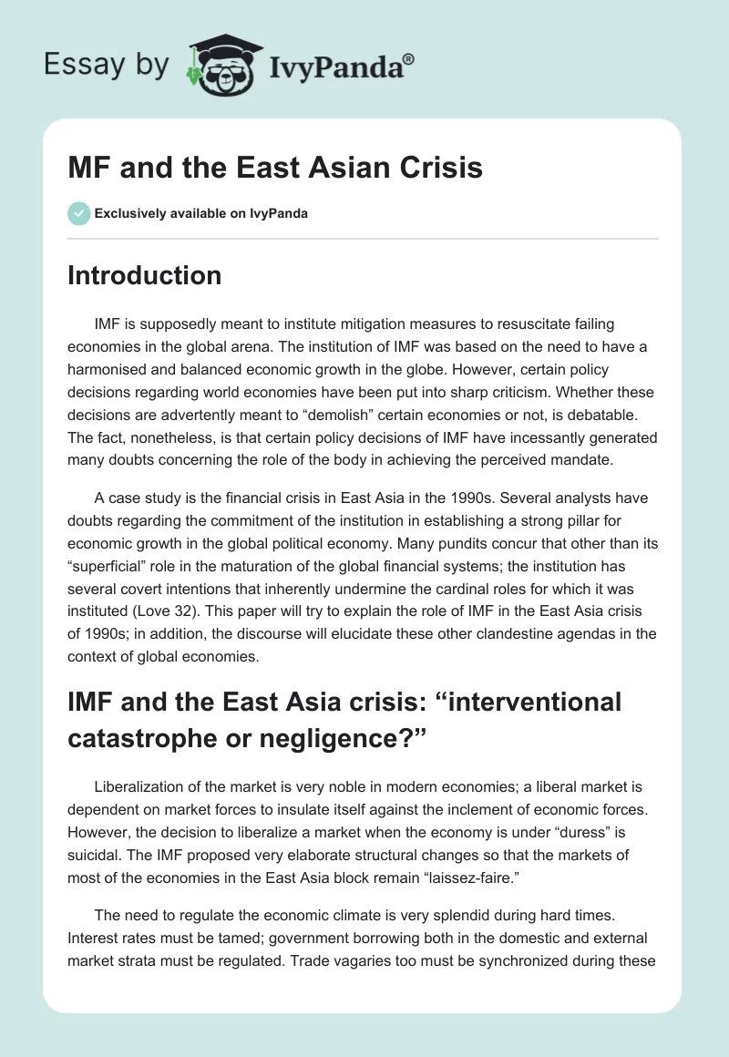 MF and the East Asian Crisis. Page 1