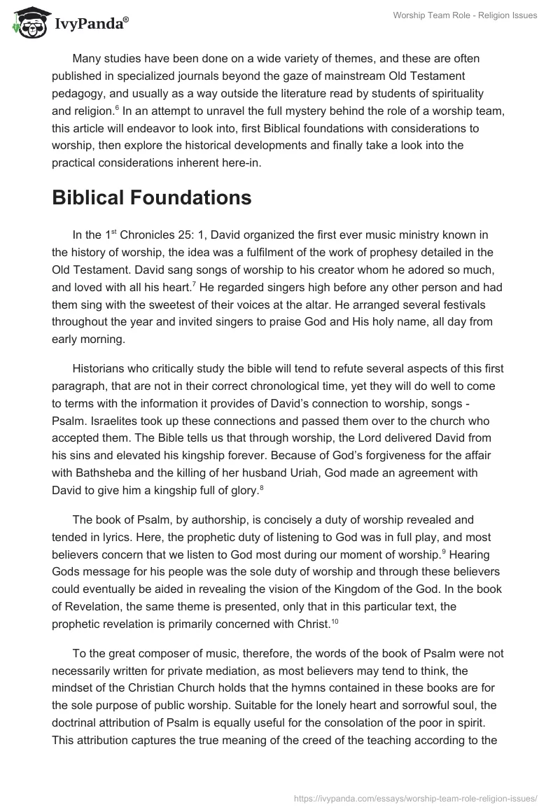 Worship Team Role - Religion Issues. Page 2