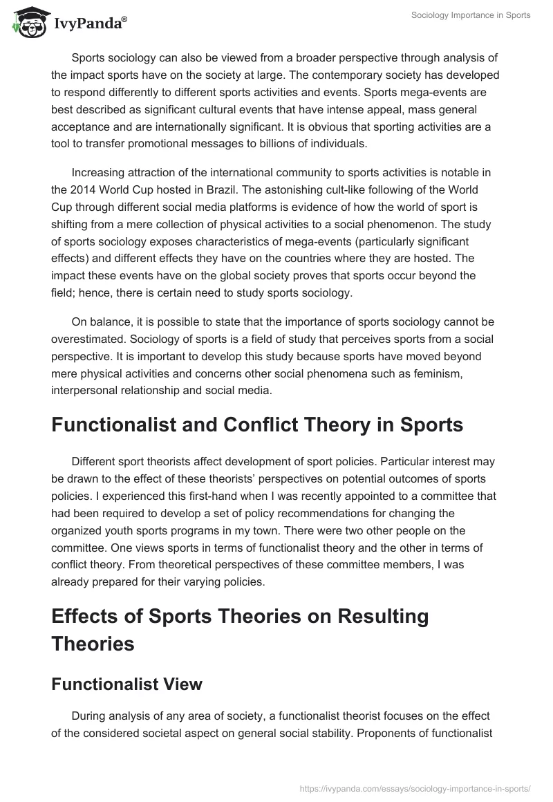 Sociology Importance in Sports. Page 2