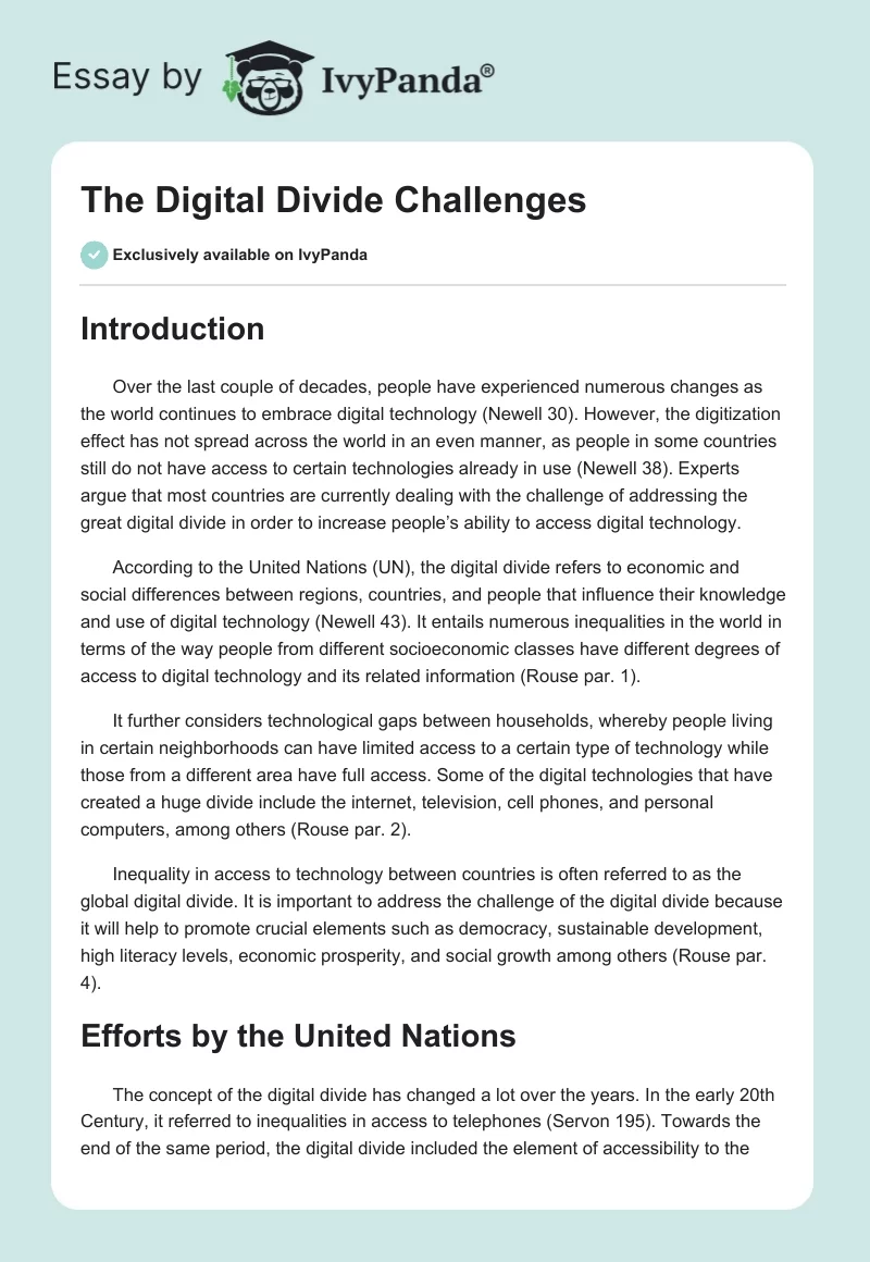 The Digital Divide Challenges. Page 1
