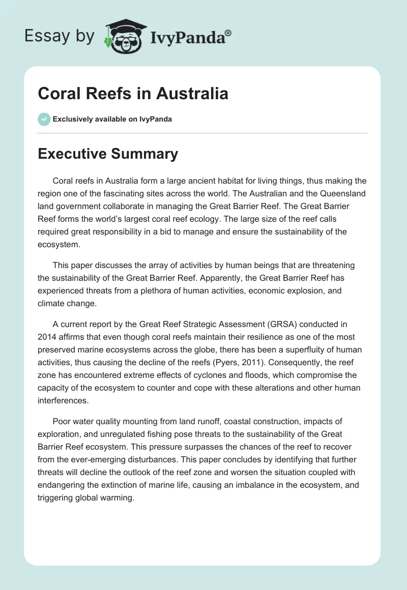 Coral Reefs in Australia. Page 1