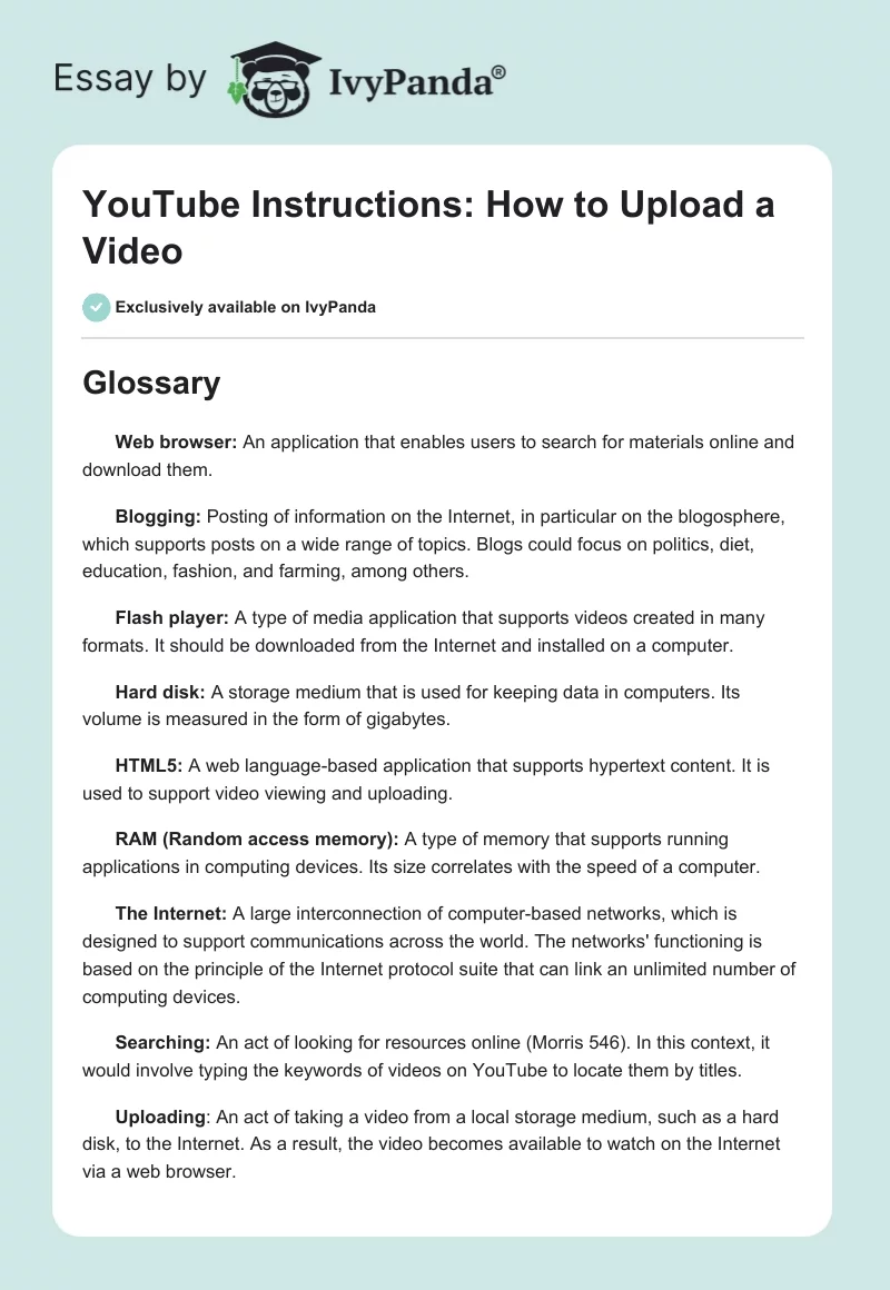 YouTube Instructions: How to Upload a Video. Page 1