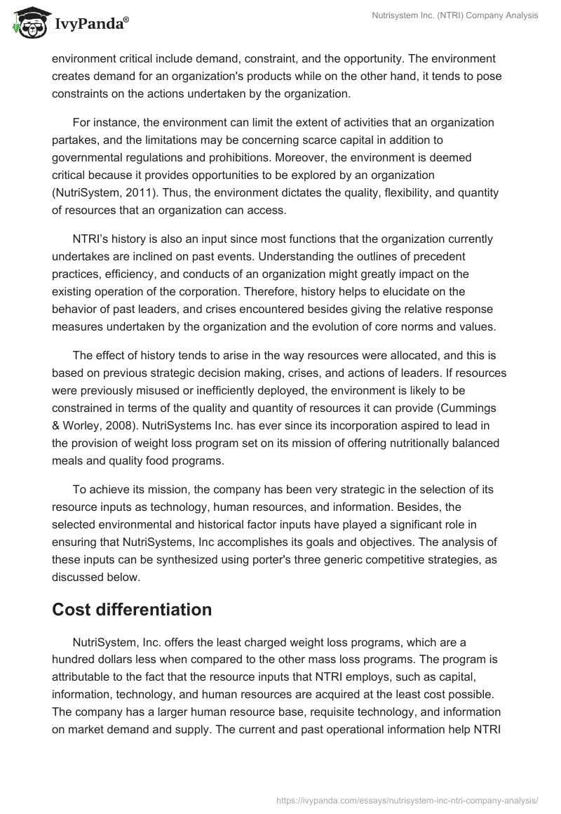 Nutrisystem Inc. (NTRI) Company Analysis. Page 4