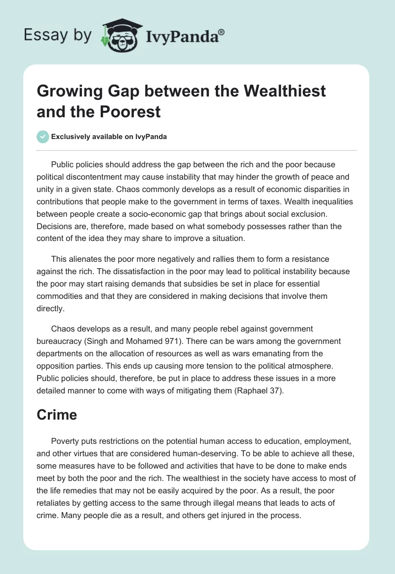 Growing Gap between the Wealthiest and the Poorest. Page 1