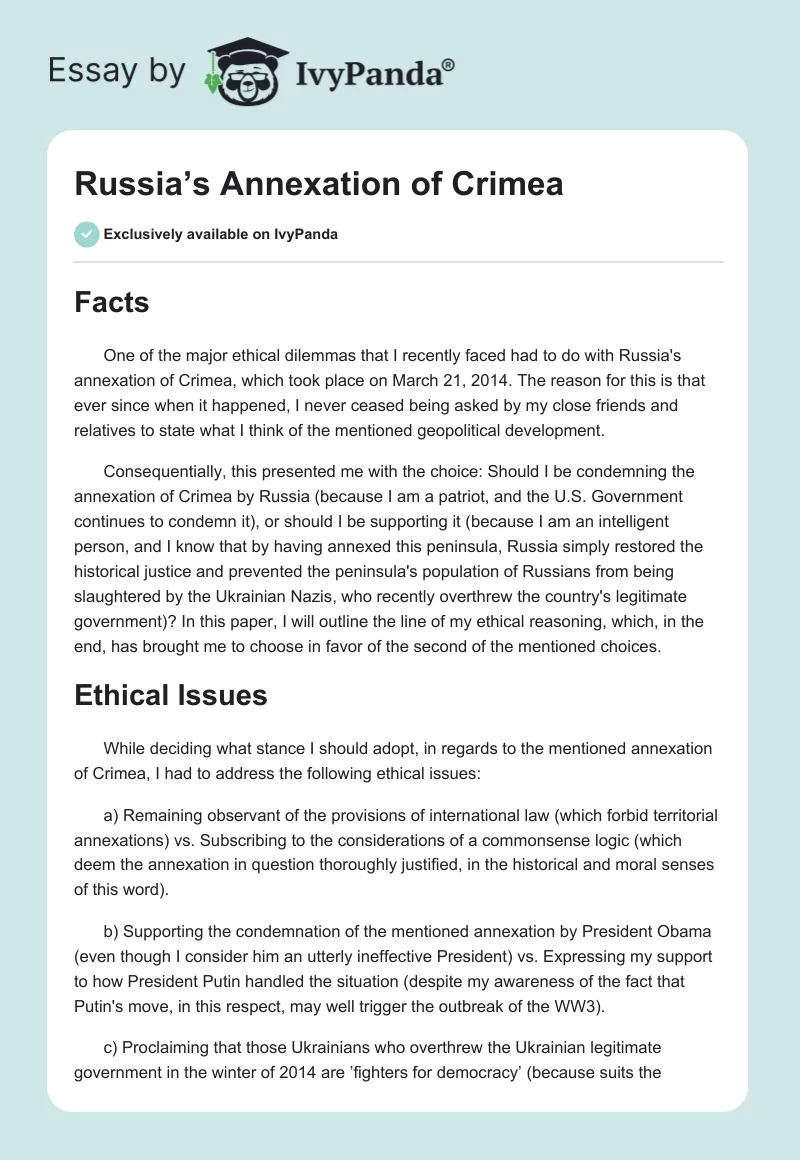 Russia’s Annexation of Crimea. Page 1