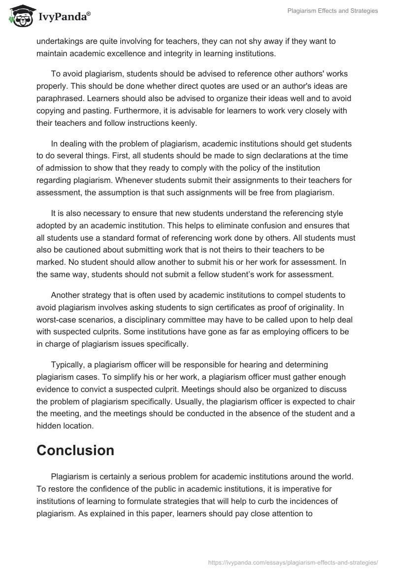 Plagiarism Effects and Strategies. Page 4