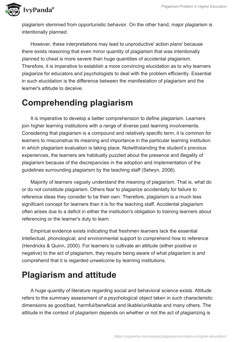 Plagiarism Problem in Higher Education. Page 3