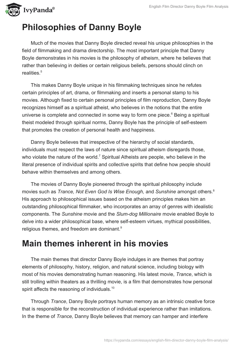English Film Director Danny Boyle Film Analysis. Page 2