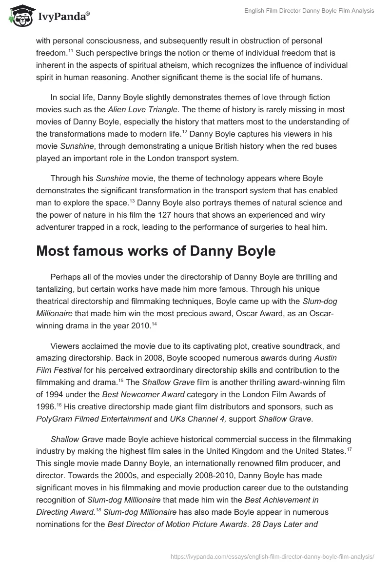 English Film Director Danny Boyle Film Analysis. Page 3