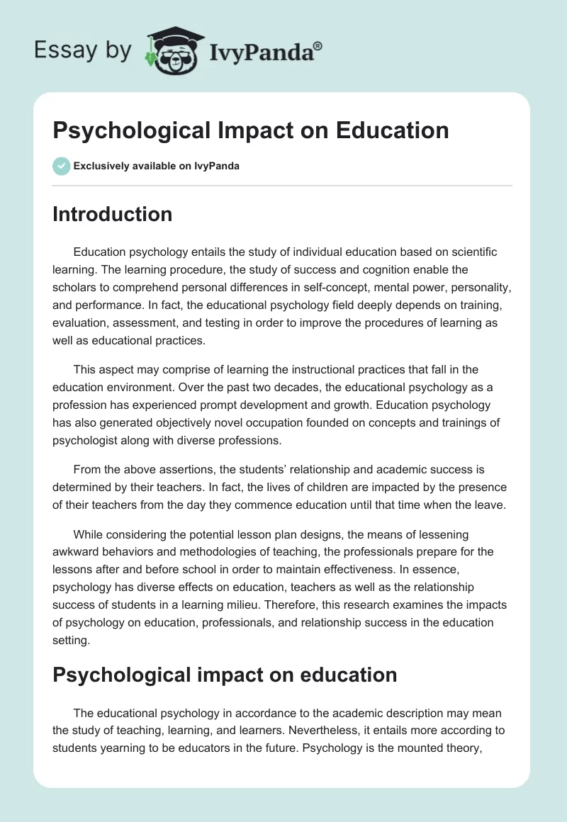 Psychological Impact on Education. Page 1