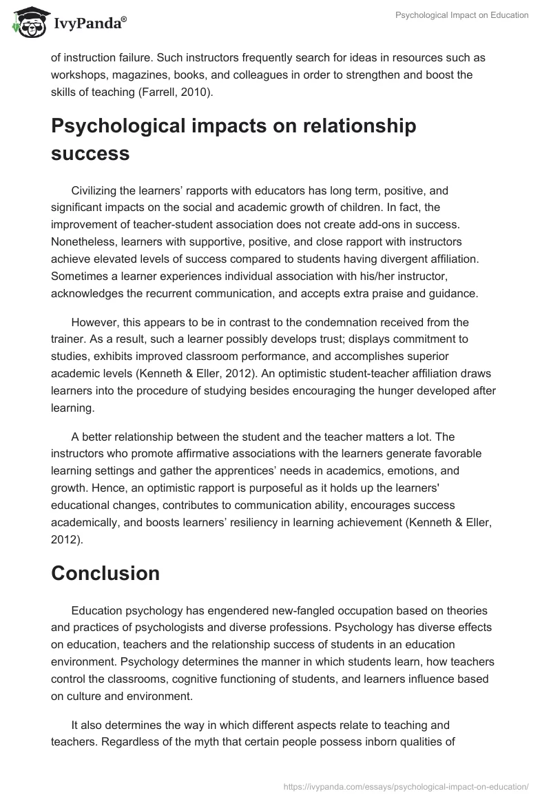 Psychological Impact on Education. Page 4