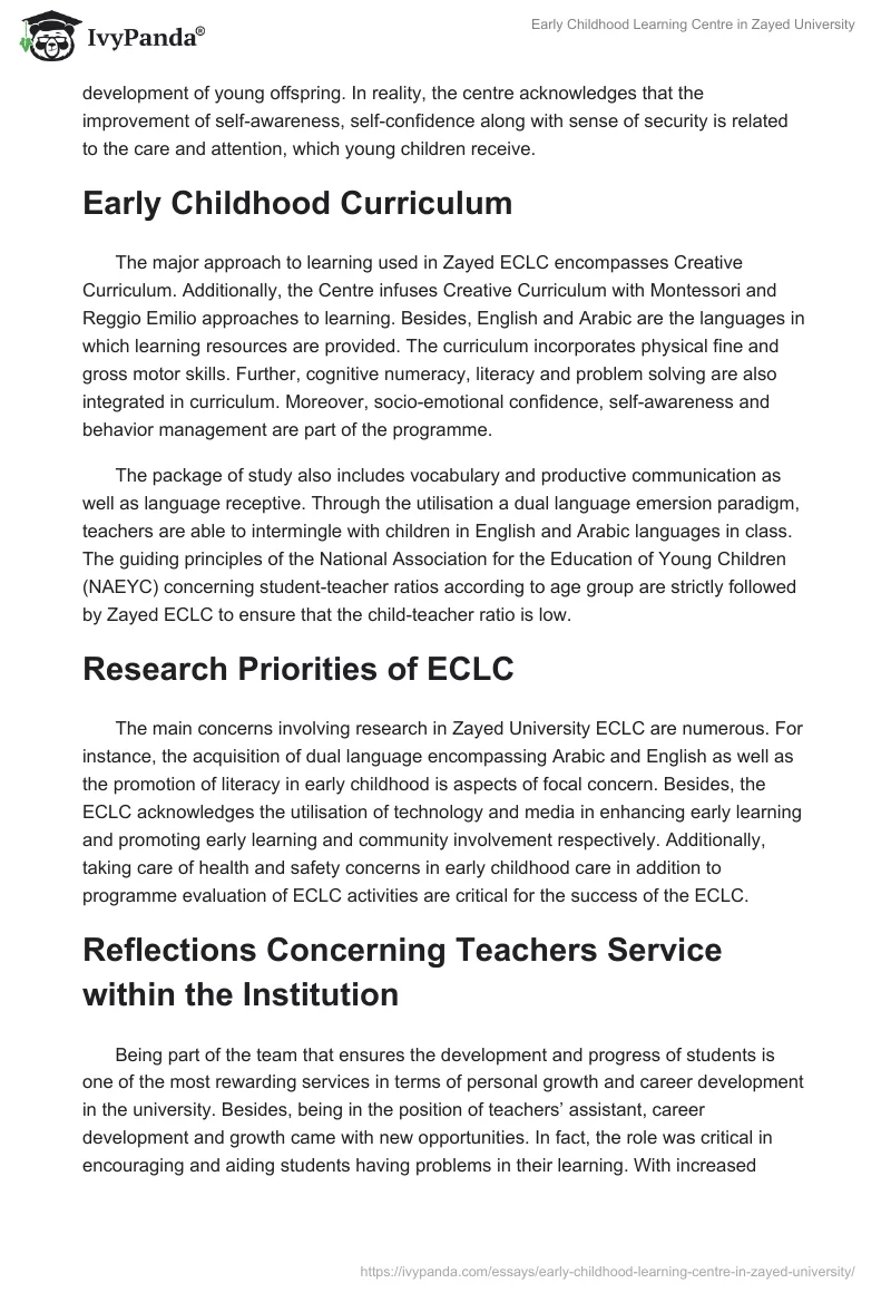 Early Childhood Learning Centre in Zayed University. Page 4