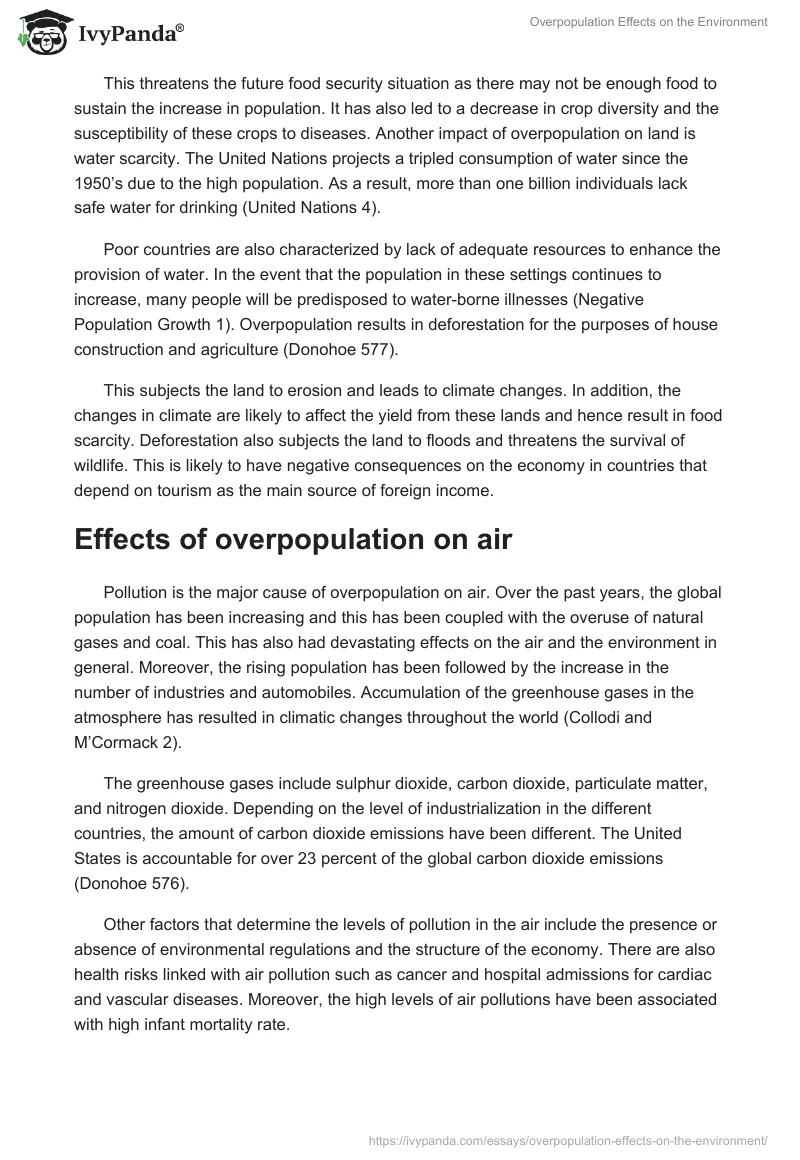 Overpopulation Effects on the Environment. Page 2