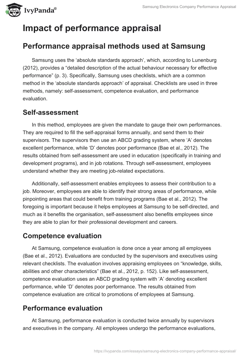 Samsung Performance Management and Appraisal Report. Page 2