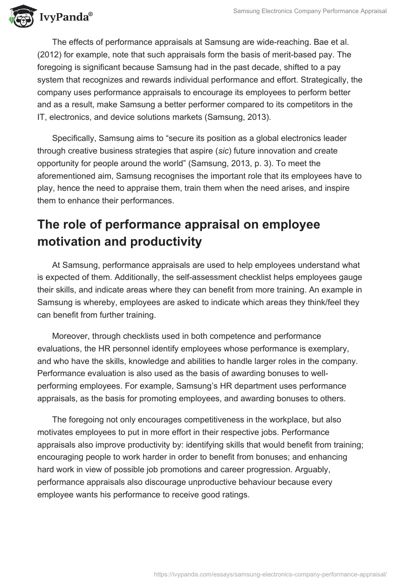 Samsung Performance Management and Appraisal Report. Page 4