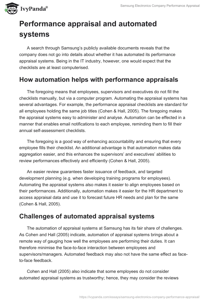 Samsung Performance Management and Appraisal Report. Page 5