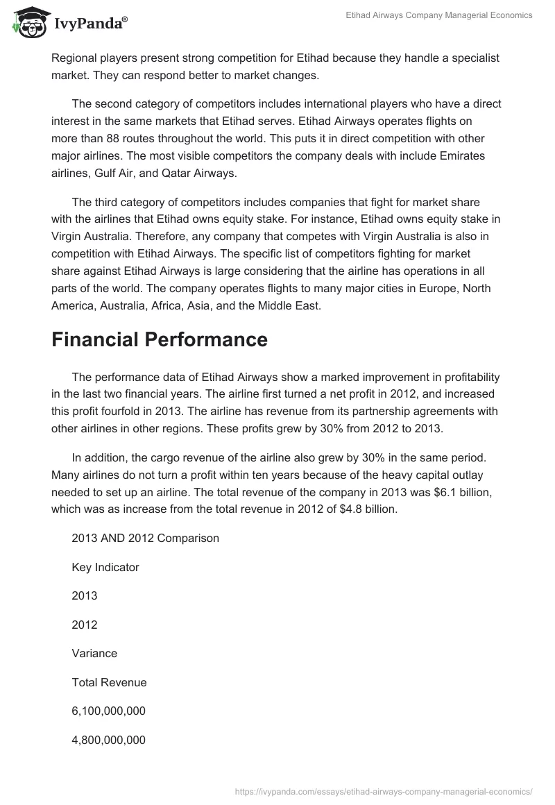 Etihad Airways Company Managerial Economics. Page 3