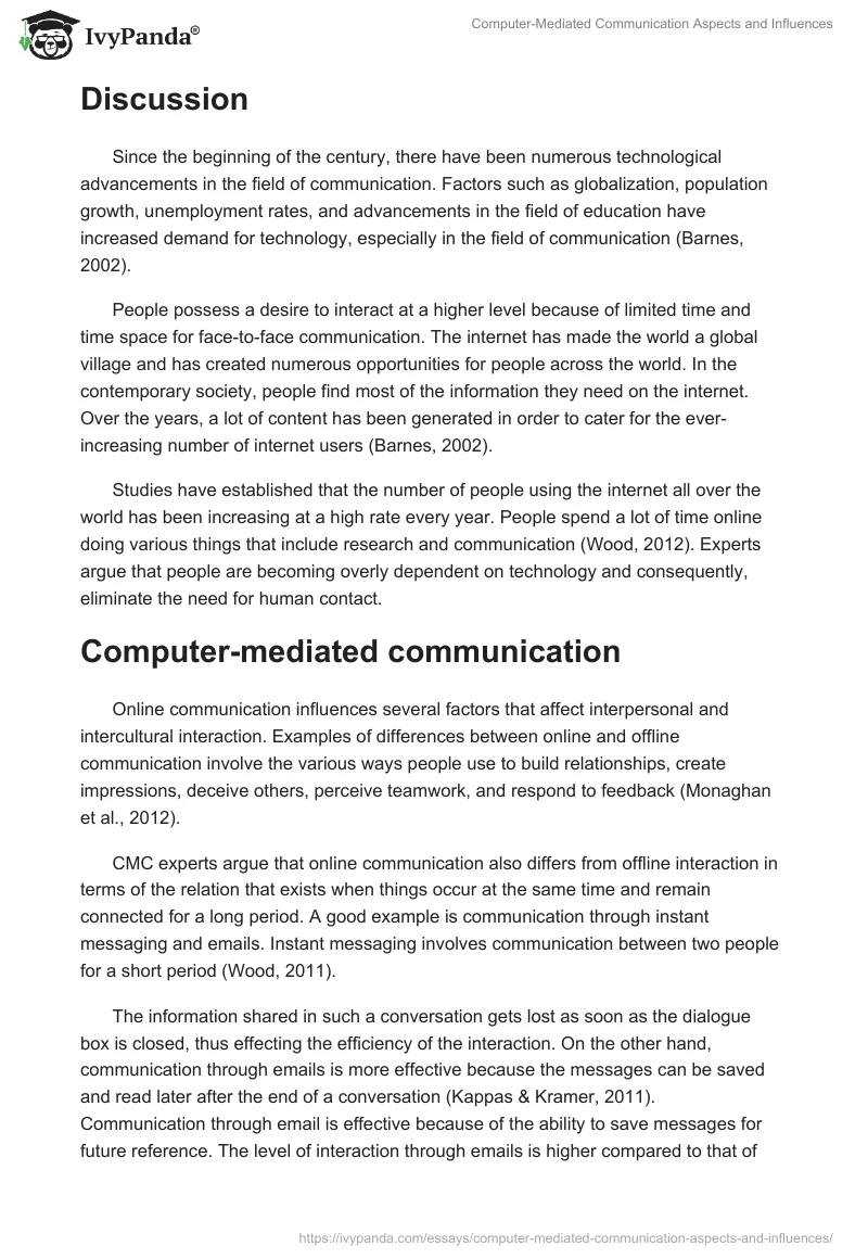 Computer-Mediated Communication Aspects and Influences. Page 2