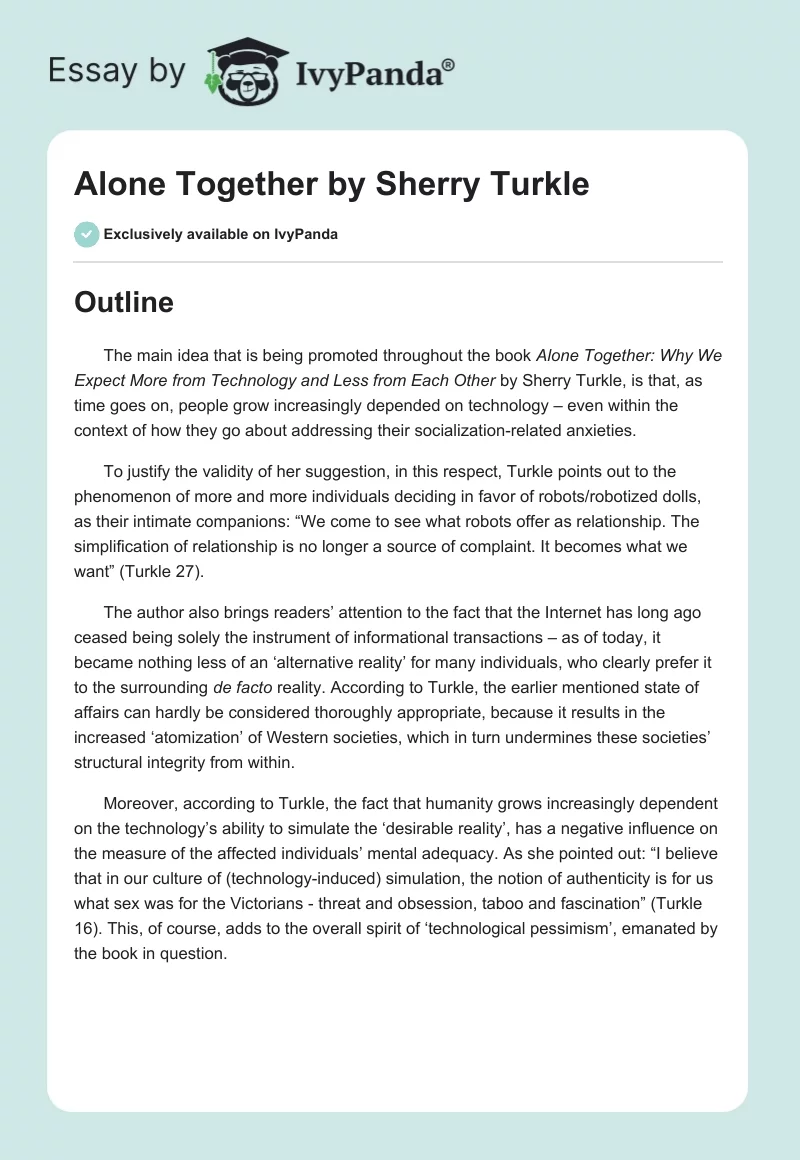 Alone Together by Sherry Turkle. Page 1