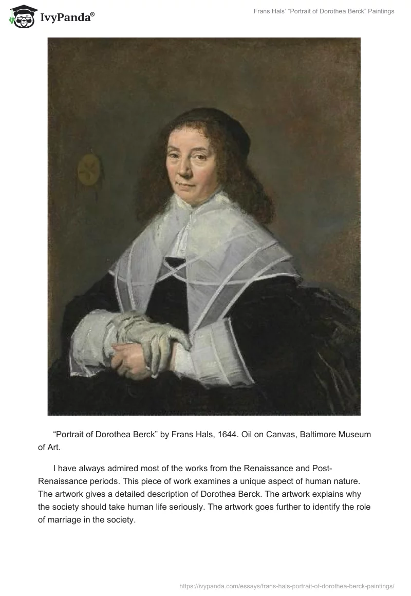 Frans Hals’ “Portrait of Dorothea Berck” Paintings. Page 2