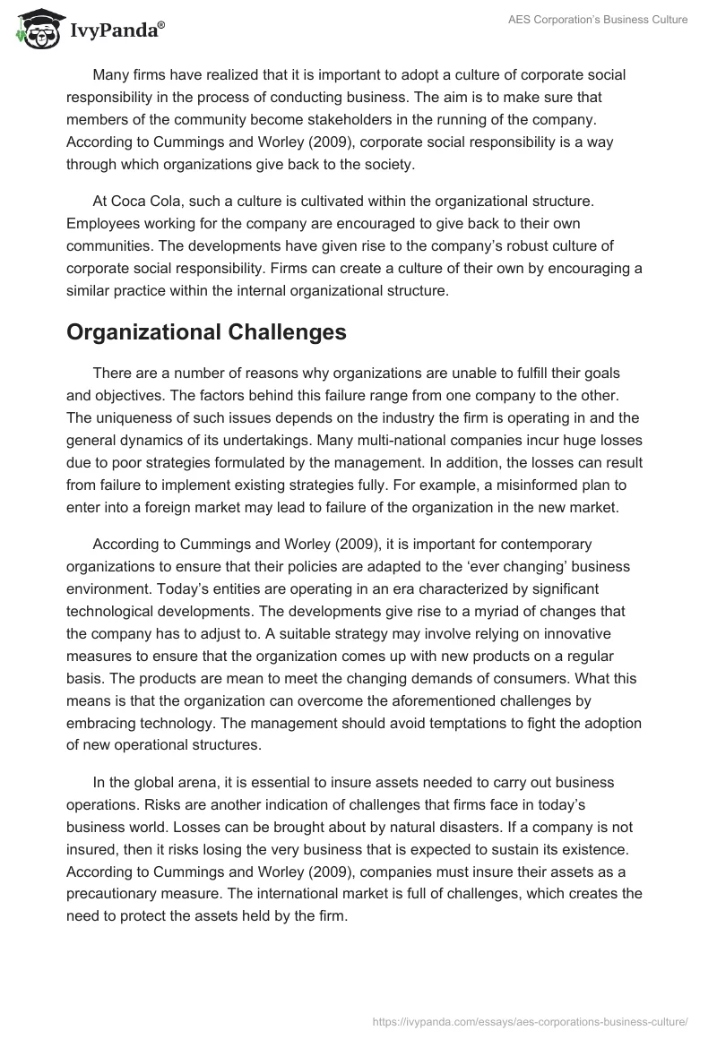AES Corporation’s Business Culture. Page 3