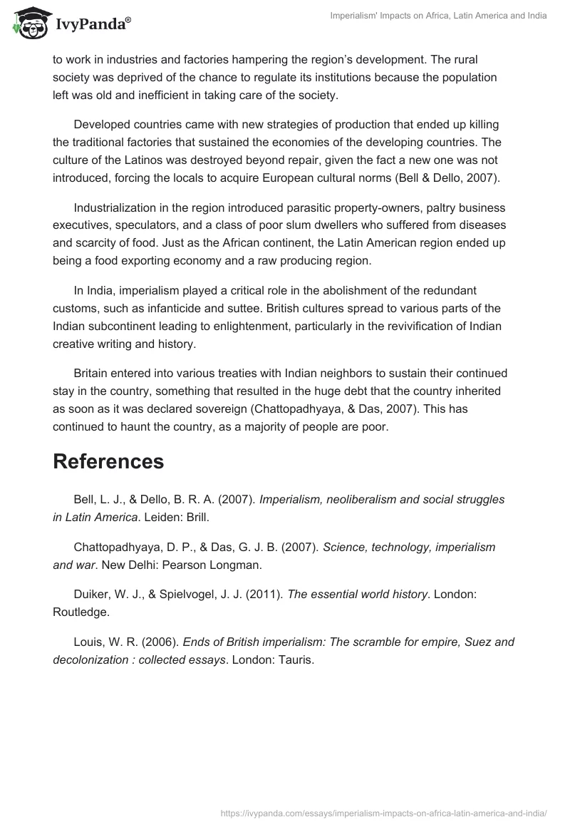 Imperialism' Impacts on Africa, Latin America and India. Page 2
