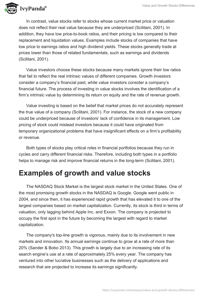Value and Growth Stocks Differences. Page 2