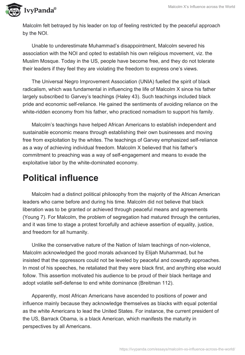Malcolm X’s Influence across the World. Page 3