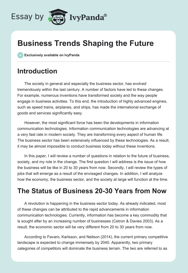 Business Trends Shaping the Future. Page 1