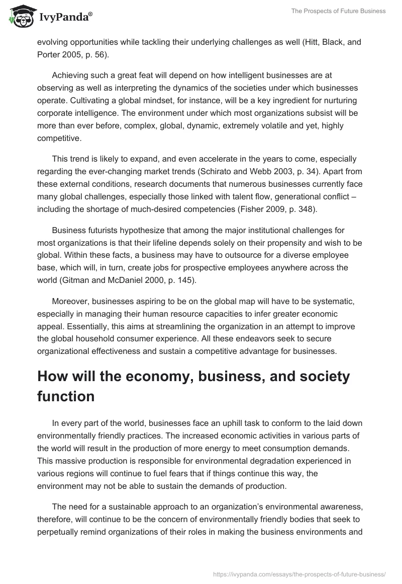 The Prospects of Future Business. Page 2